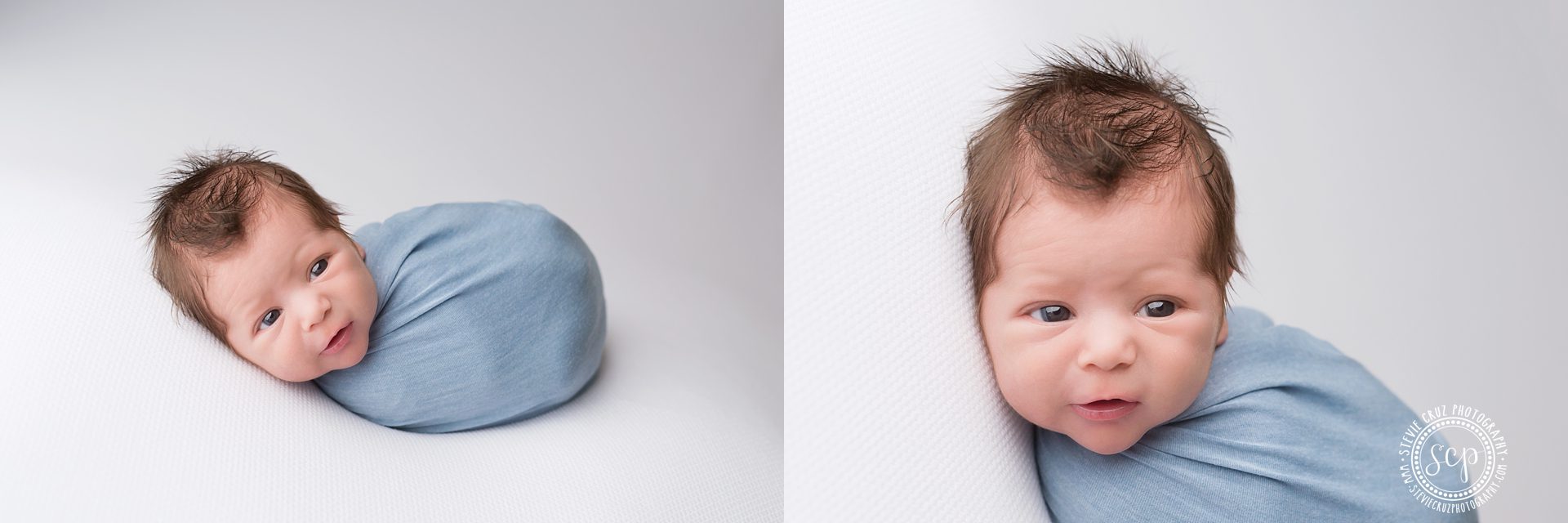 adorable baby boy awake during his newborn pictures