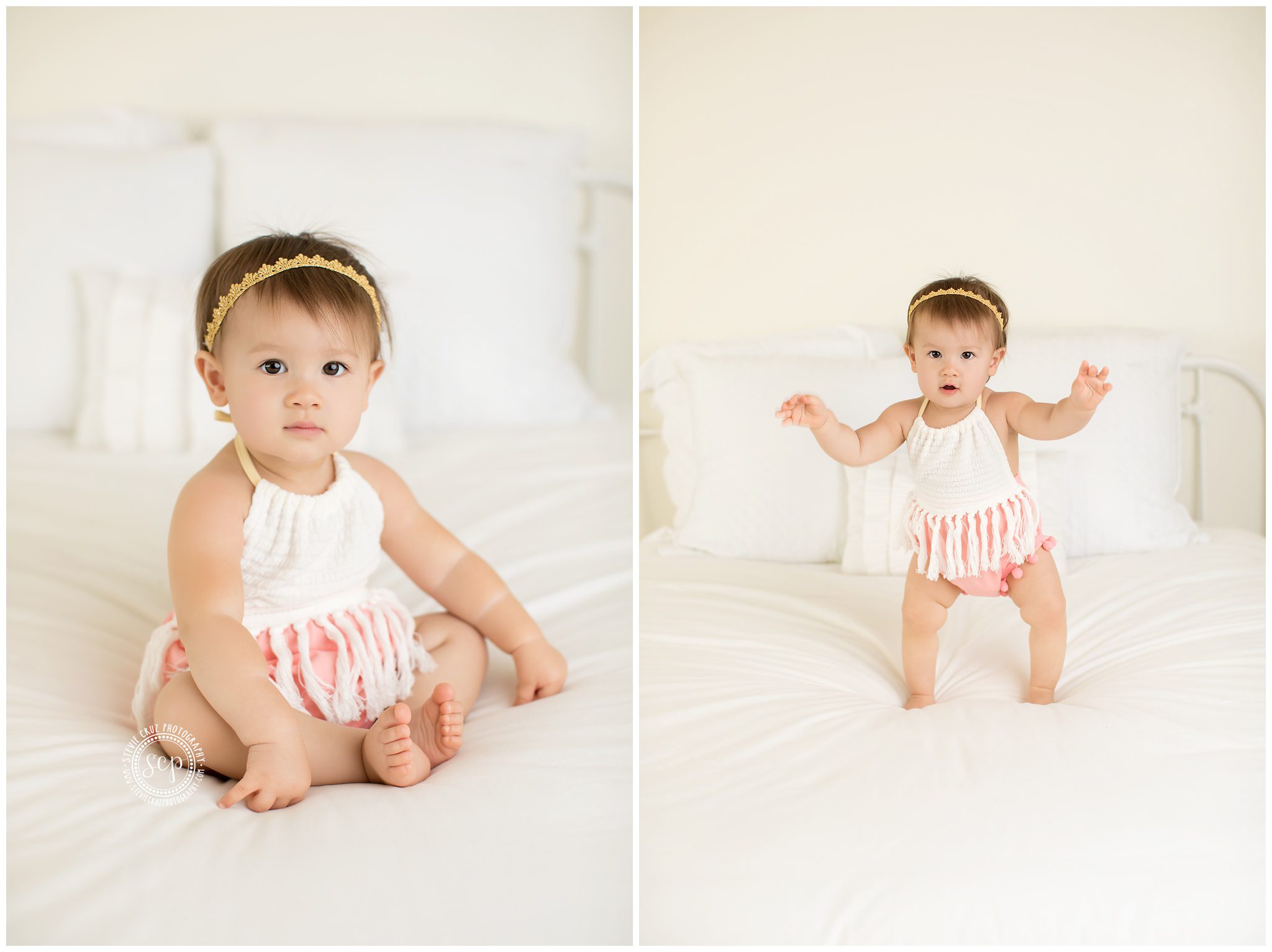 What a cute outfit idea for a baby girl who is turning one. Cake smash ideas and inspiration