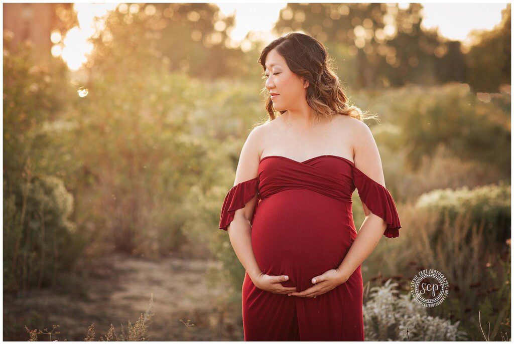 Floral crowns adds such a beautiful touch for maternity photos outside during sunset hours. 