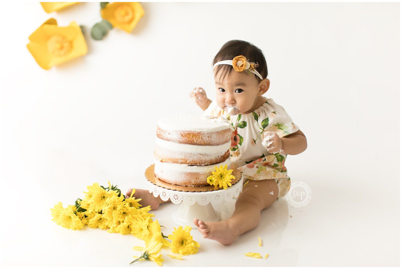 Yellow Cake Smash in Studio | Orange County Newborn Photographer ...