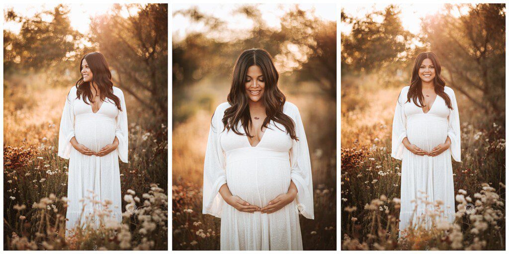 what to wear for maternity pictures outdoors, check out this romantic long dress 