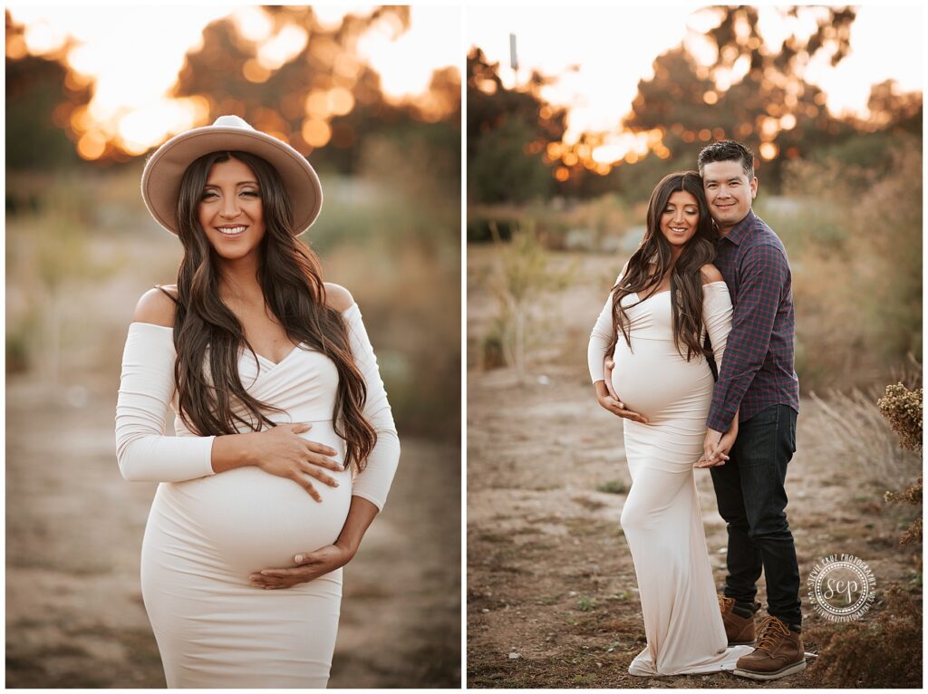 Gorgeous outdoor maternity photos photographed in natural light. I love maternity sunset photos.
